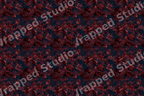 Moody floral pattern featuring burgundy flowers in a vintage botanical design on a dark navy background.