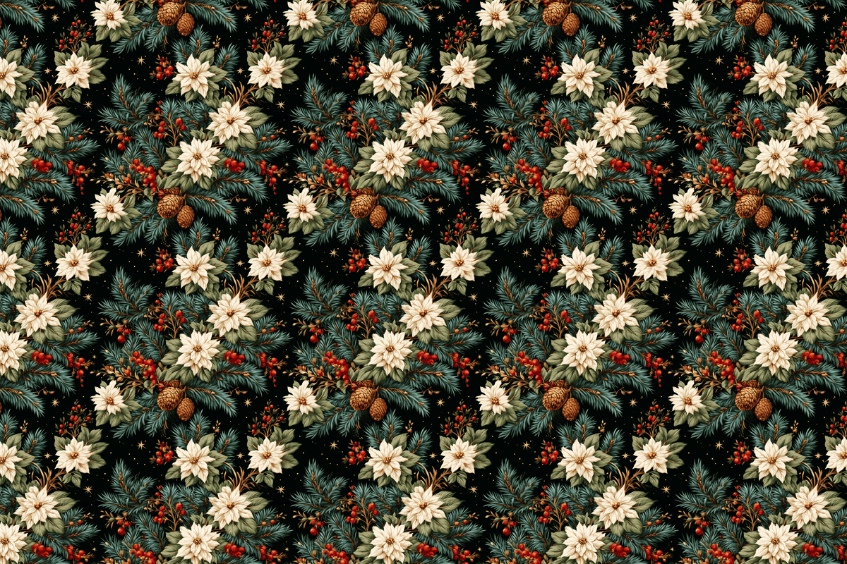 Holiday Garden Party: Dark Botanical Christmas Wrapping Paper