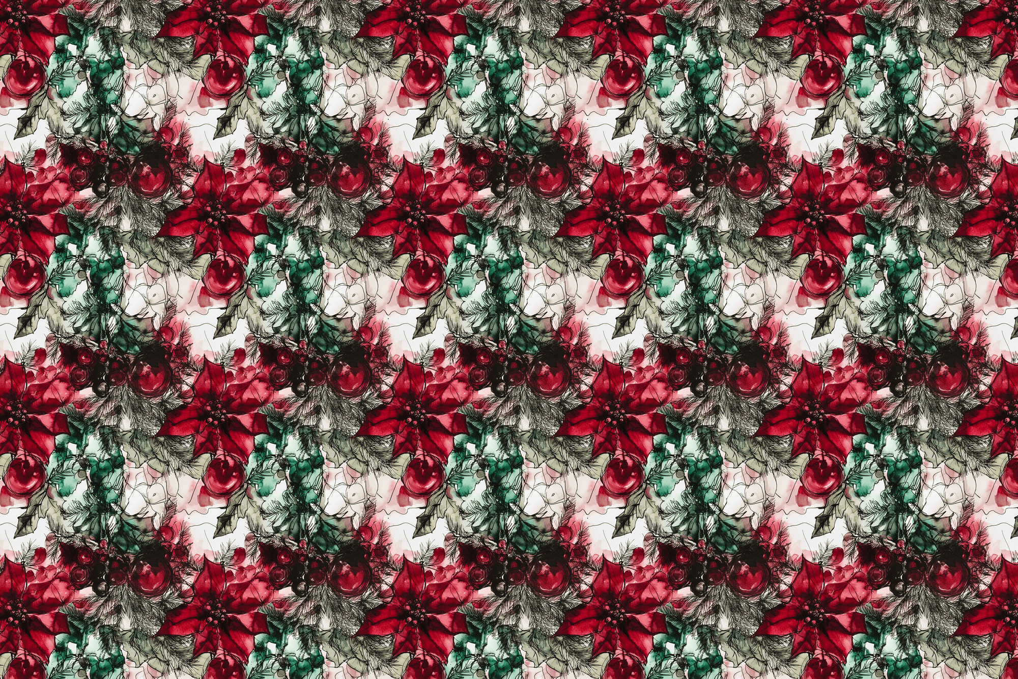 Painted Poinsettia: Christmas Wrapping Paper