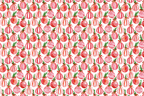 Watercolor Christmas pattern with festive red and pink holiday ornaments and green pine sprigs.