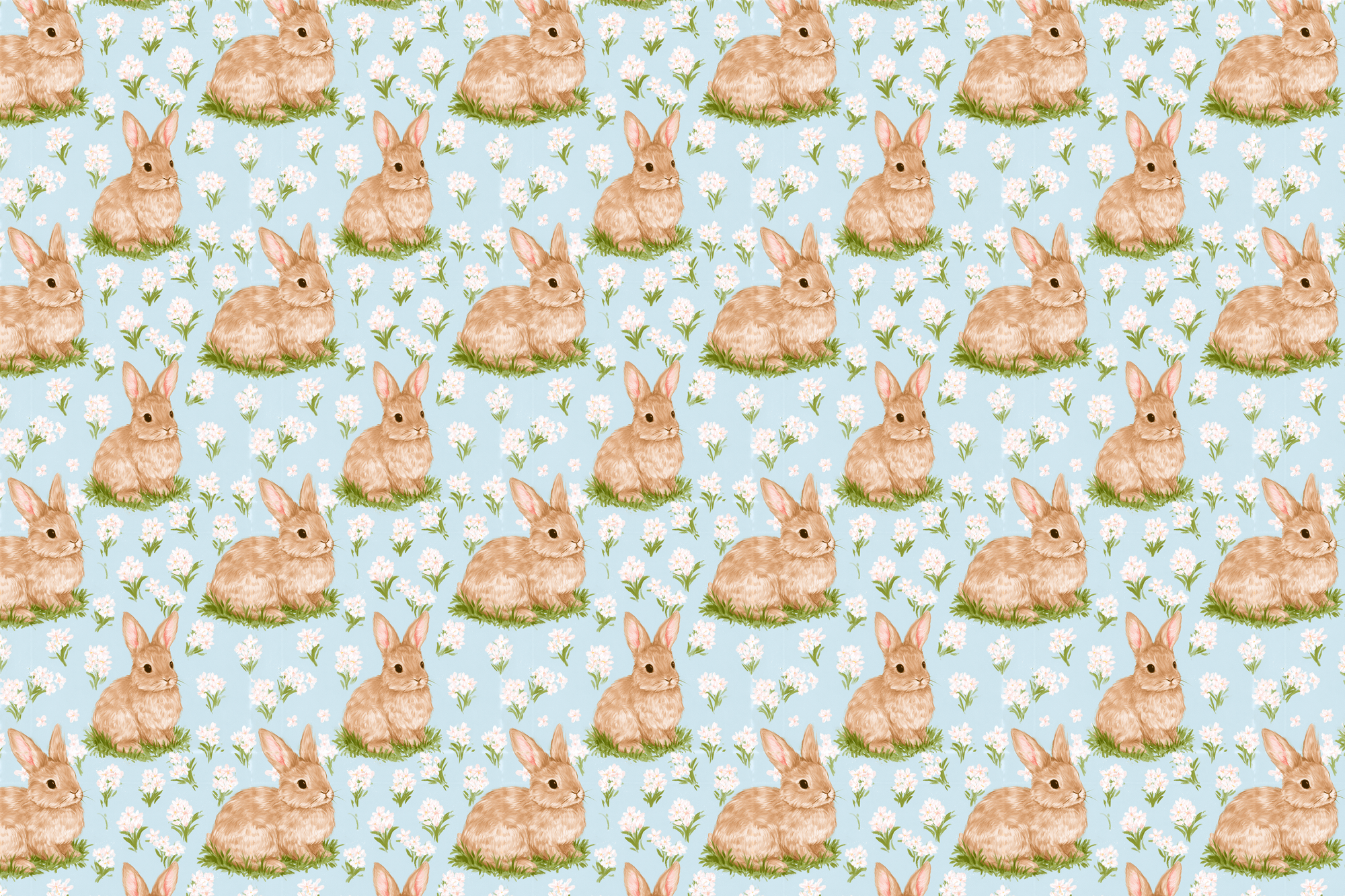 Bouncing Bunnies: Watercolor Bunny Wrapping Paper