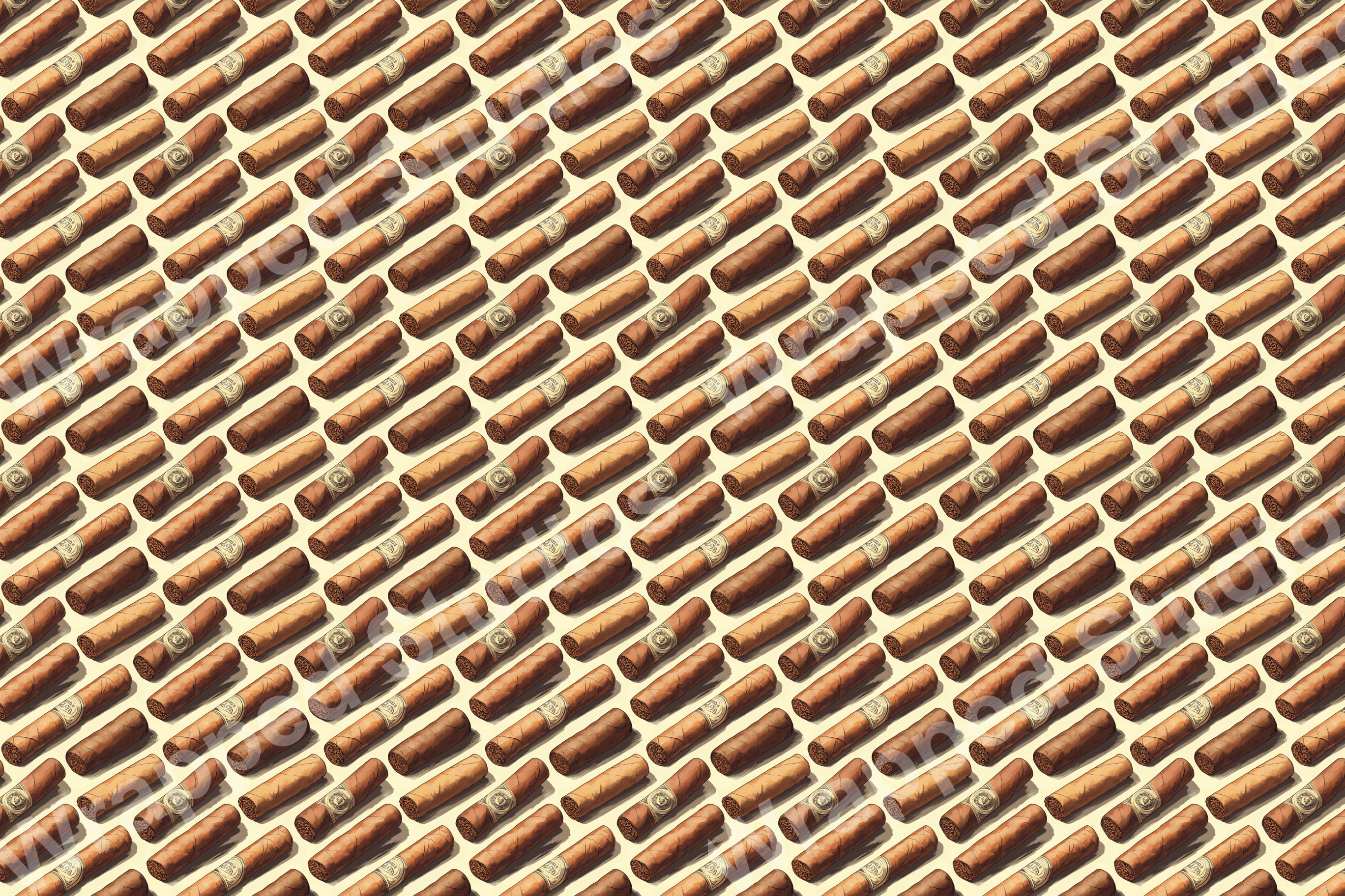 Classic cigar motif pattern design in shades of brown and beige.