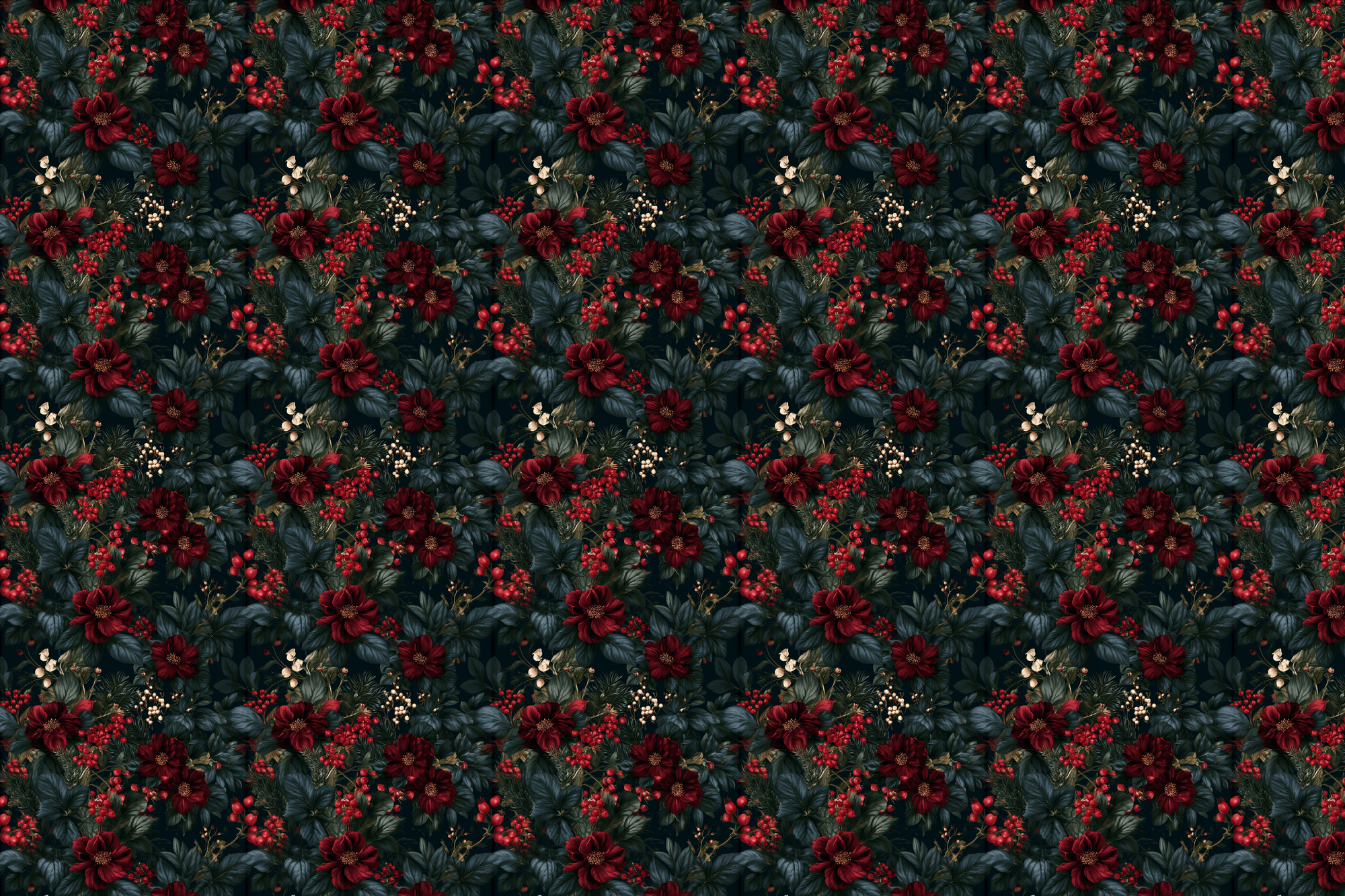 Midnight Meadow: Moody Botanical Wrapping Paper