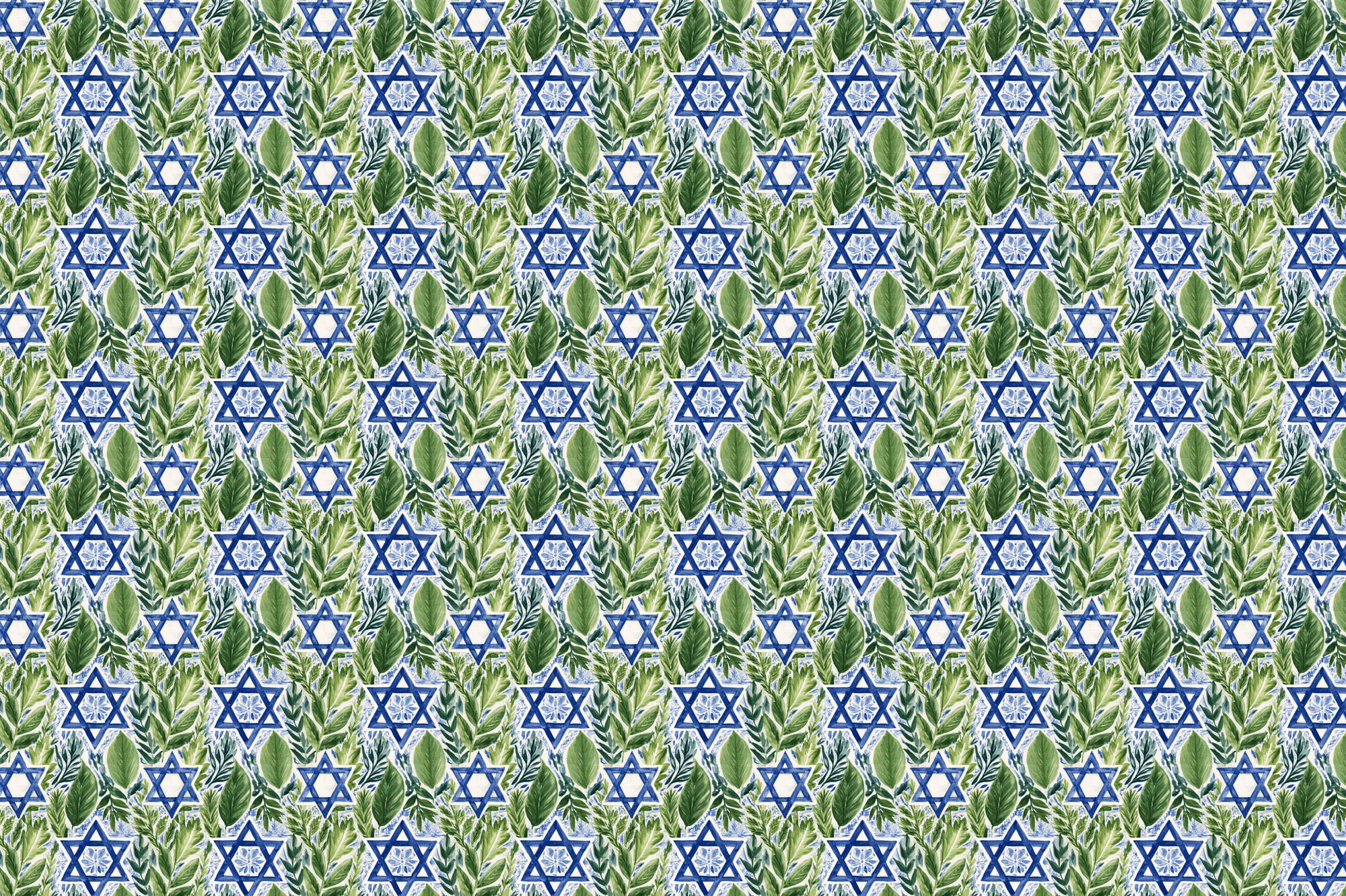 Blessed Branches: Botanical Star of David Gift Wrap