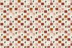 Boho checkerboard pattern with saguaro cactus and sun motifs in earthy terracotta, dusty pink, and cream.