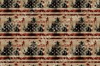 Distressed grunge American flag pattern in a rustic vintage style with black stars and red stripes.