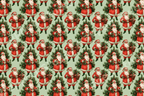 Vintage Santa Claus Christmas pattern featuring retro Santas and green pine trees on a light sage background.