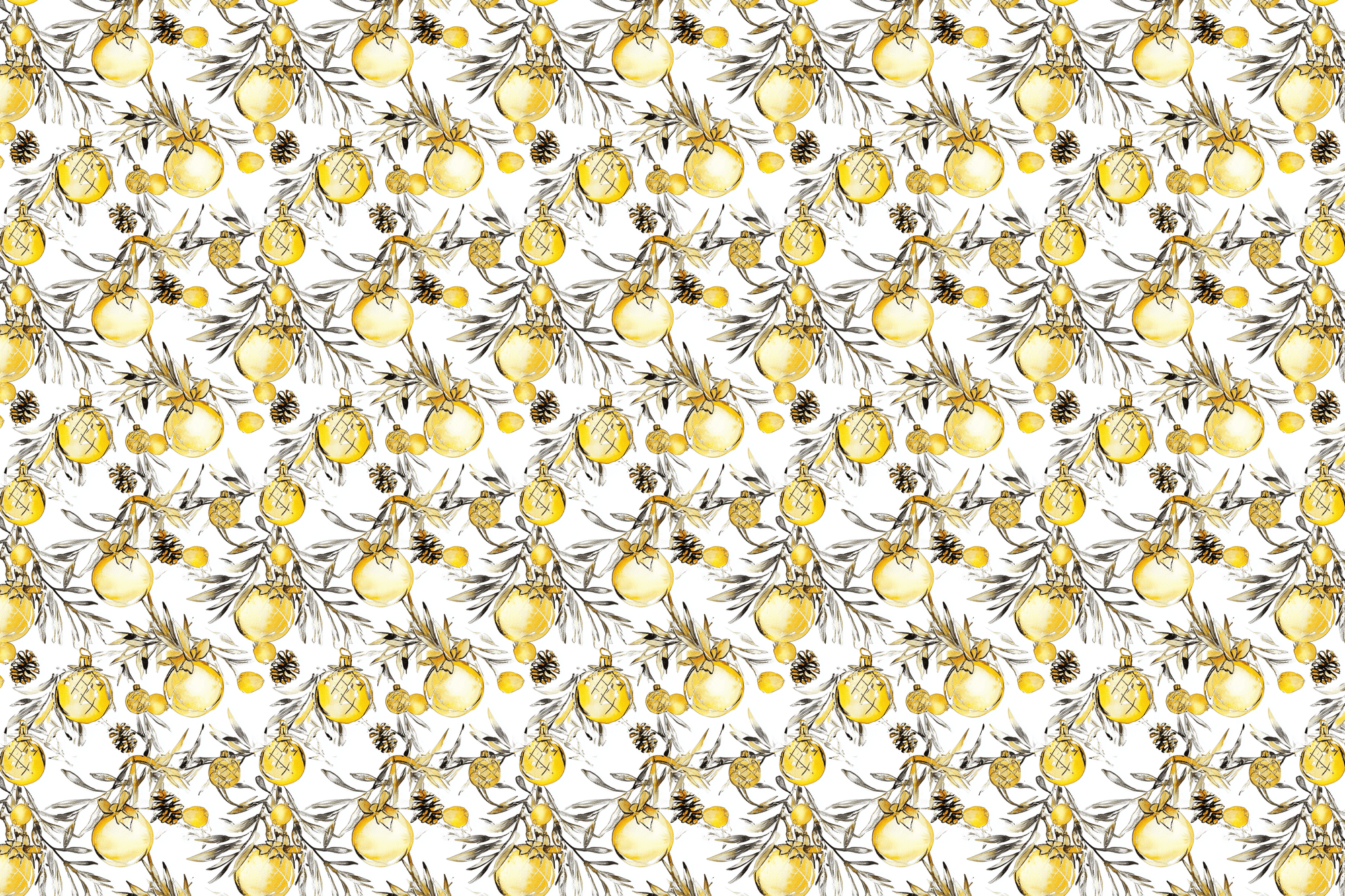 Polished Panic: Yellow Ornament Wrapping Paper