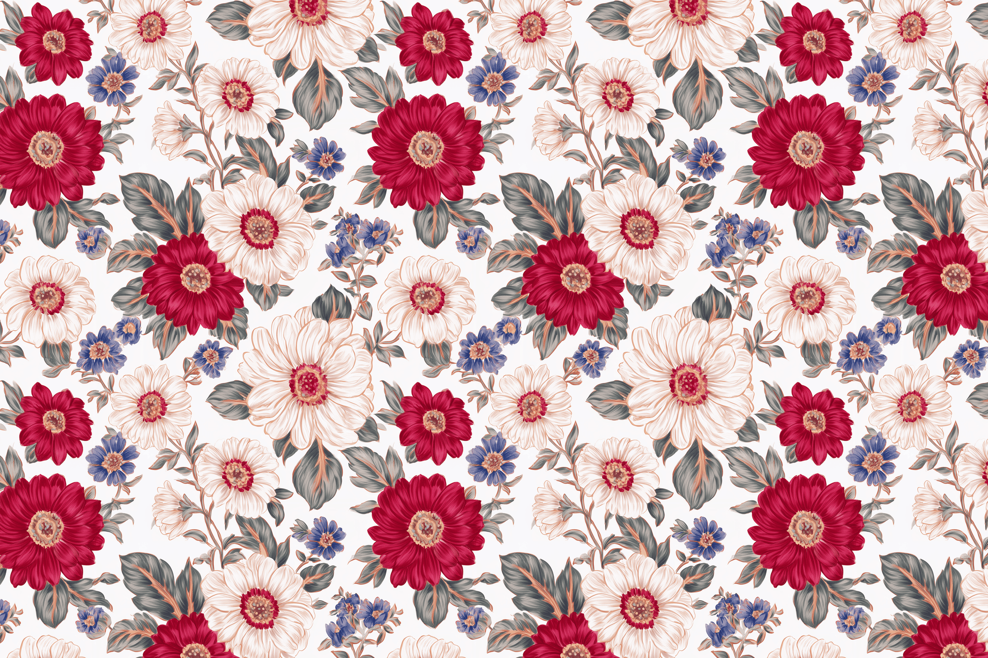 Crimson Classic: Vintage Floral Wrapping Paper