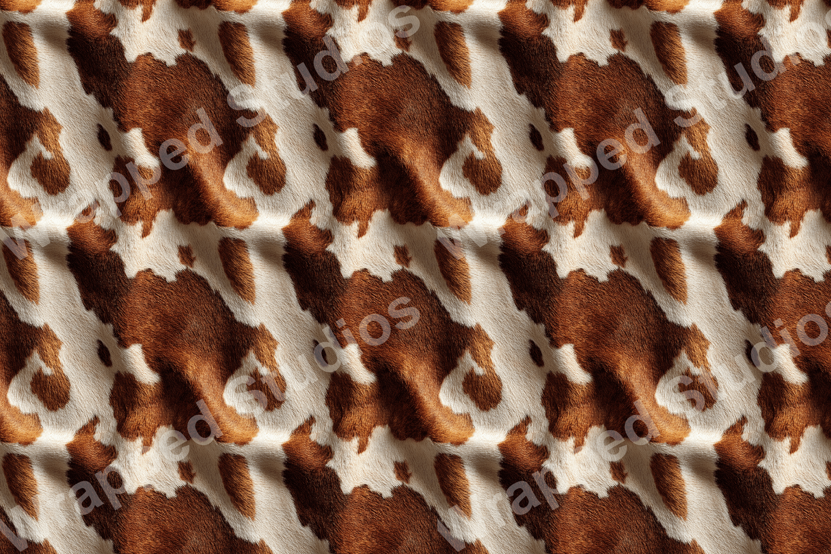 Seamless brown and white cowhide pattern.