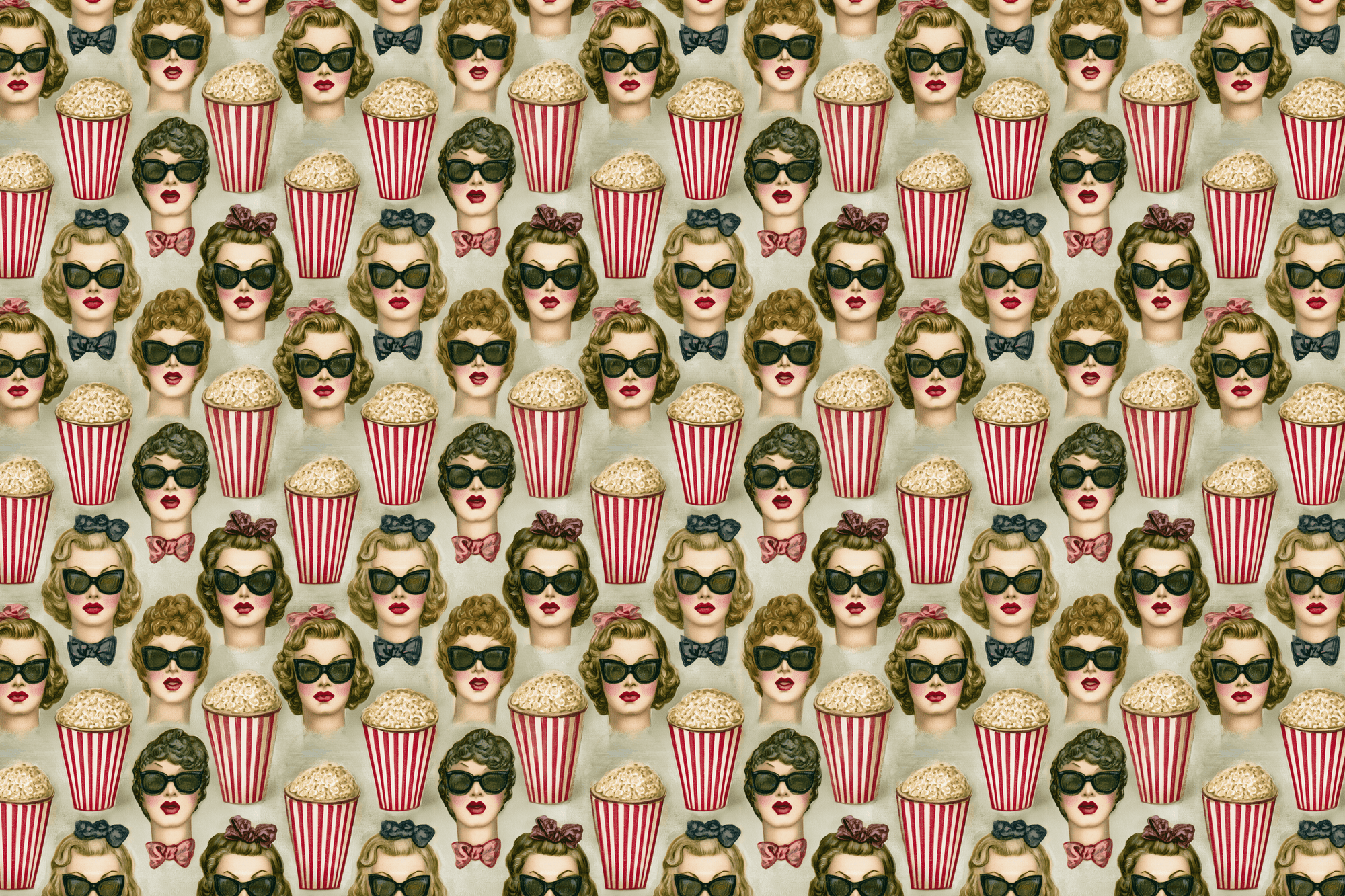 Popcorn Starlets: Vintage Movie Wrapping Paper