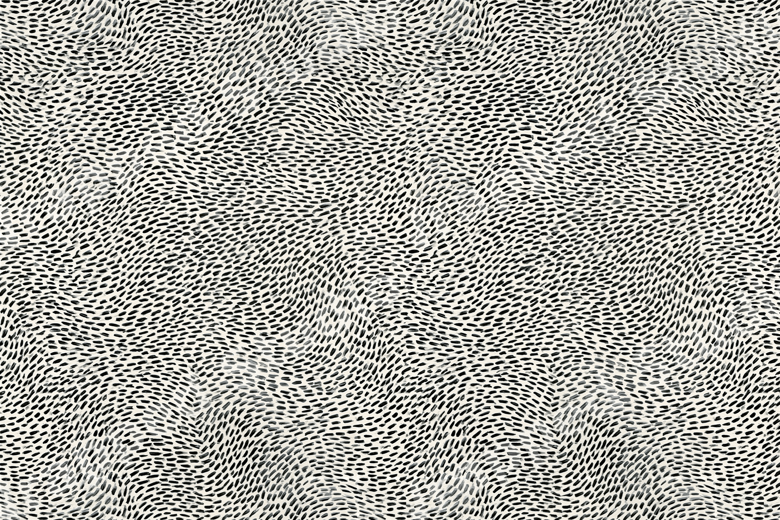 Modern minimalist black and cream abstract print with textured hand-painted brushstroke dashes.