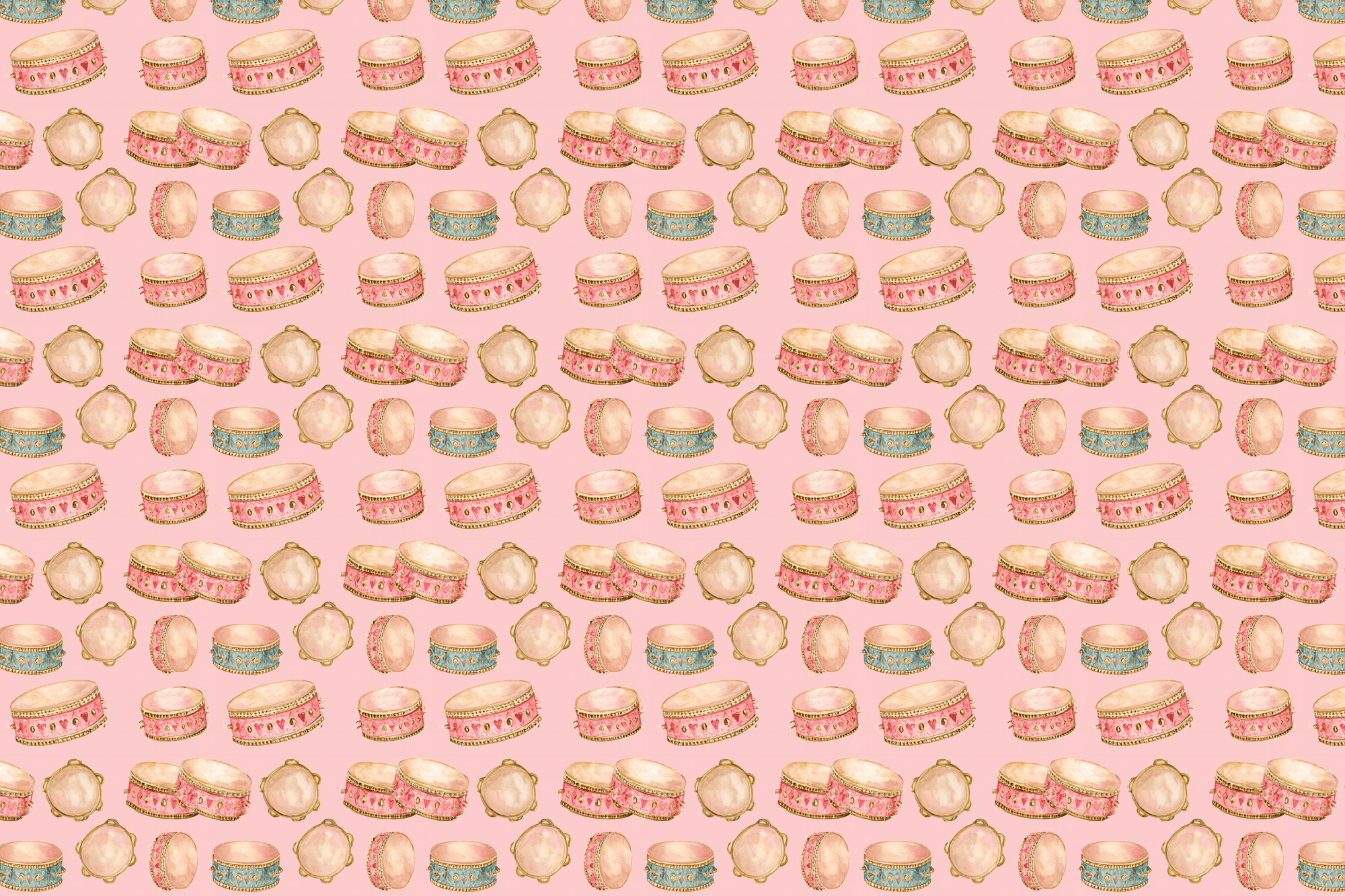 Gilded Tantrum: Watercolor Tambourine Wrapping Paper