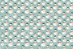 Watercolor snowman pattern with orange scarves and dark green hats on a light sage green background.