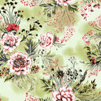 Elegant floral pattern featuring a vintage botanical design of pink peonies on a sage green background.