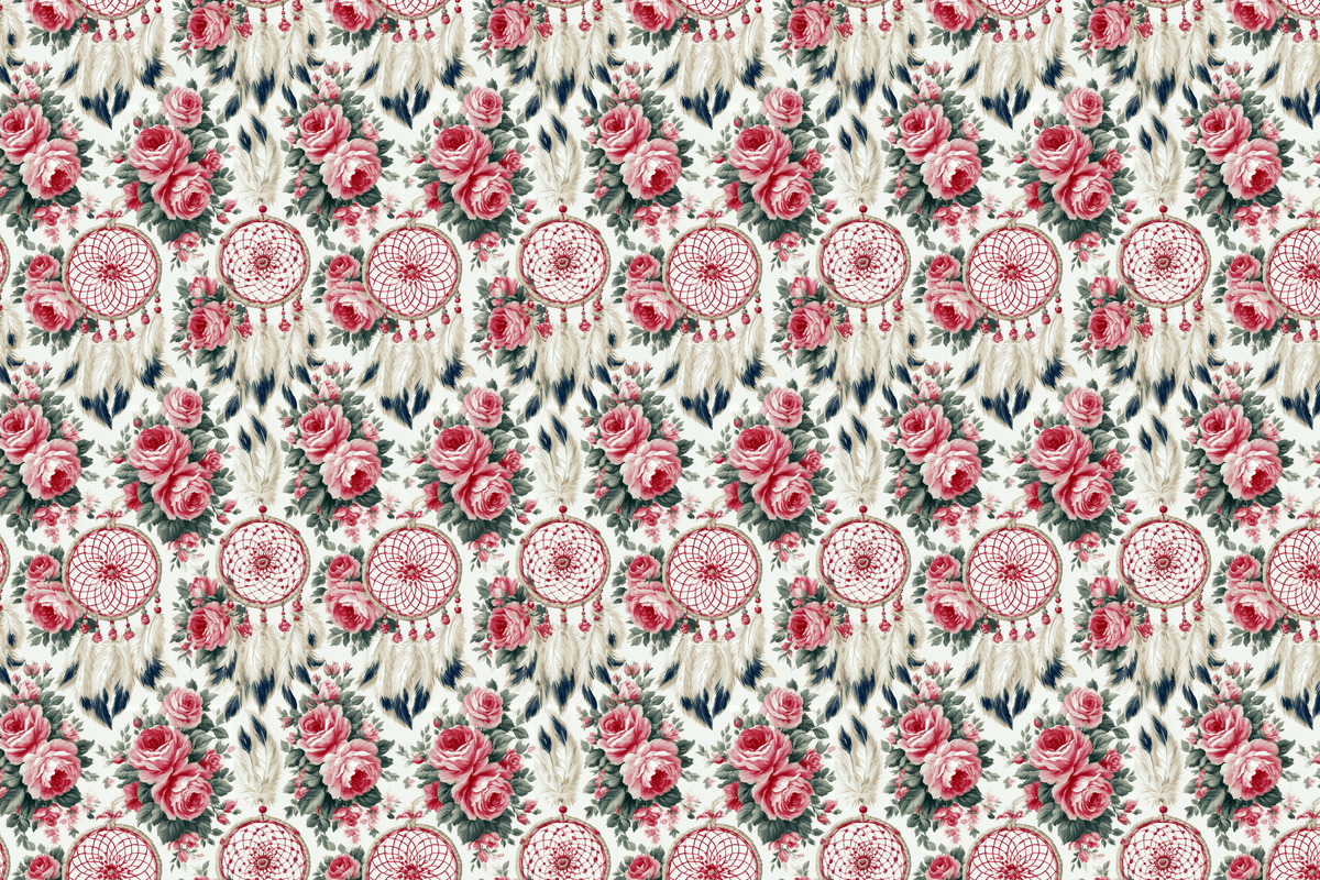 Dreamcatcher Bouquet: Southwestern Floral Wrapping Paper
