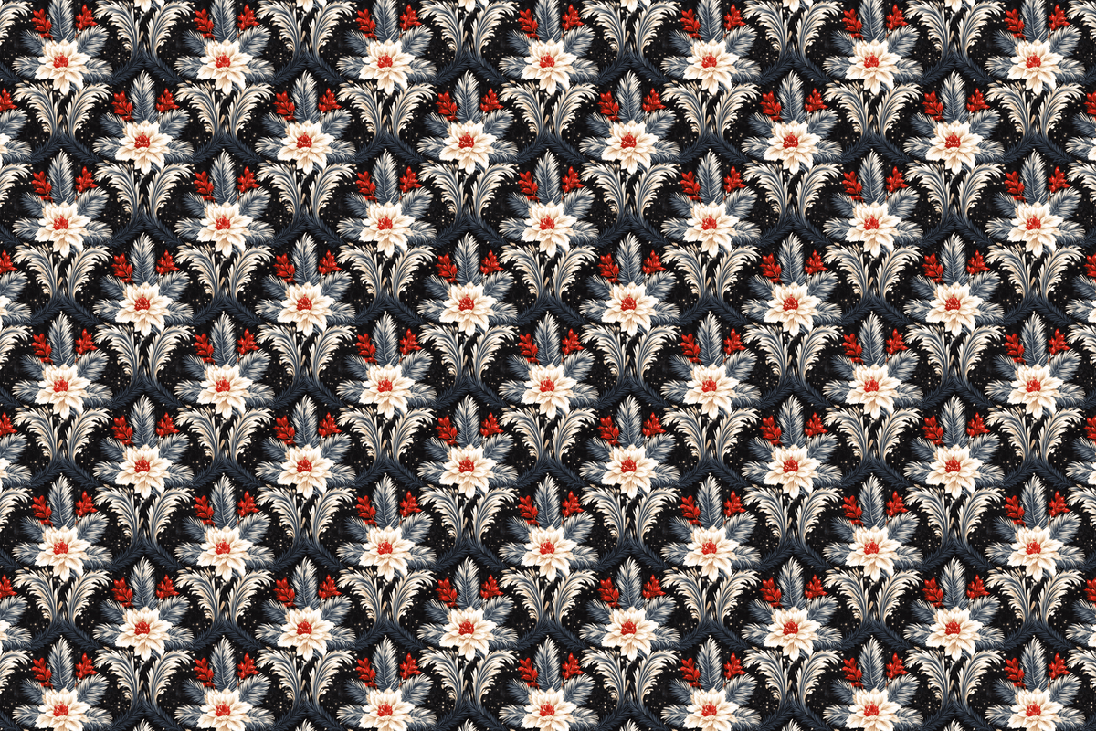 Winter Whispers: Dark Floral Wrapping Paper