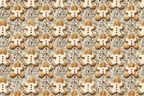 Vintage botanical holiday pattern featuring decorated gingerbread man cookies on a cream background.