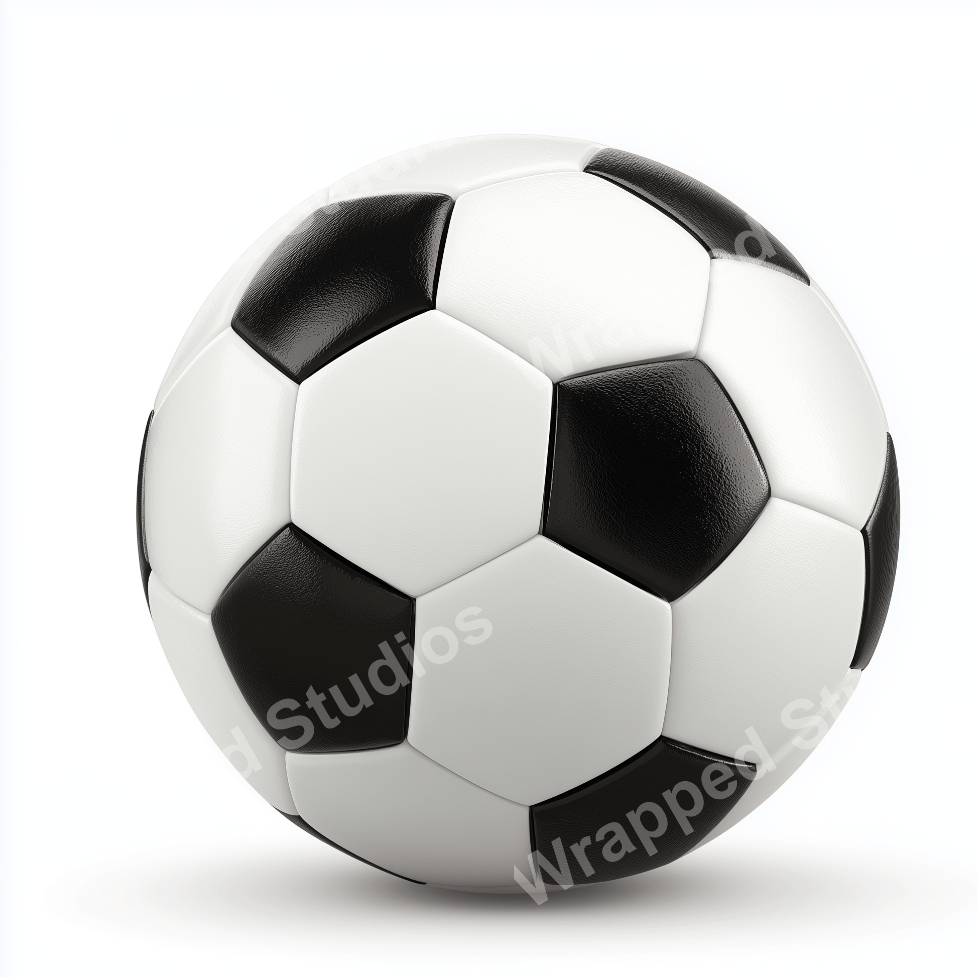 Classic geometric pattern of alternating black and white pentagons.