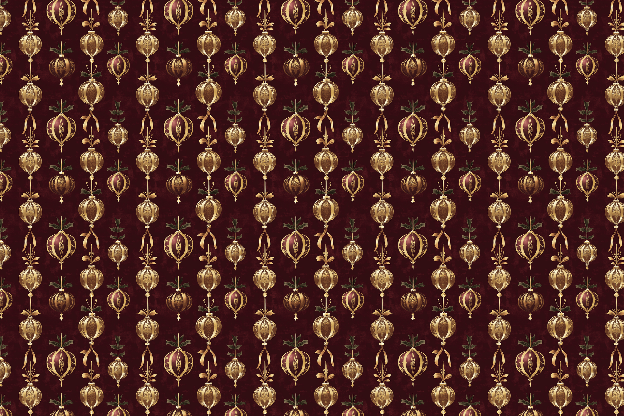Victorian Burgundy: Opulent Ornament Wrapping Paper