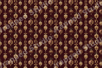 Elegant vintage Christmas pattern featuring ornate gold ornaments on a deep burgundy background.