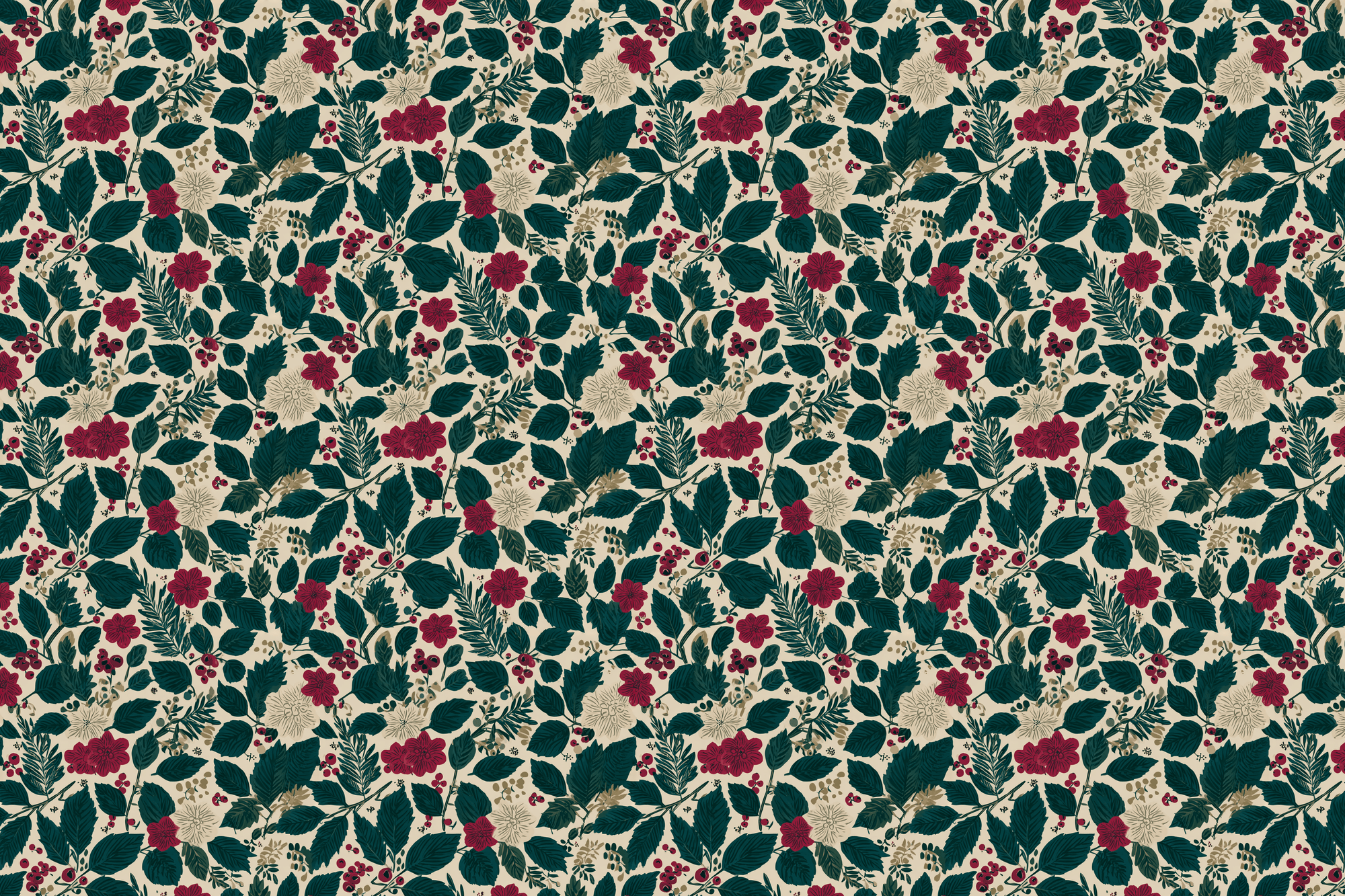 Teal and Crimson Blossoms: Holiday Gift Wrap