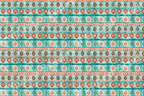 Watercolor southwestern pattern with saguaro cacti and tribal geometric motifs in teal and terracotta.