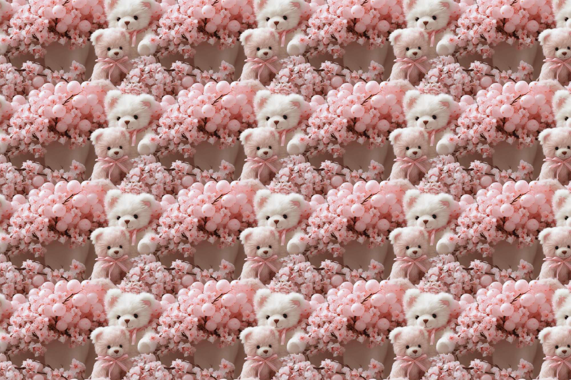 Plush Propaganda: Teddy Bear Cherry Blossom Wrapping Paper