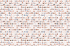 Seamless watercolor bookshelf pattern with miniature books in pastel blue, peach, and terracotta.