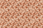 Vintage gothic skull pattern with autumn leaves and spiderwebs on a striped neutral background.