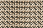 Vintage botanical design featuring black and gold ginkgo leaf patterns on a textured beige background.