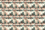 Watercolor Santa and berry seamless pattern in festive holiday colors.