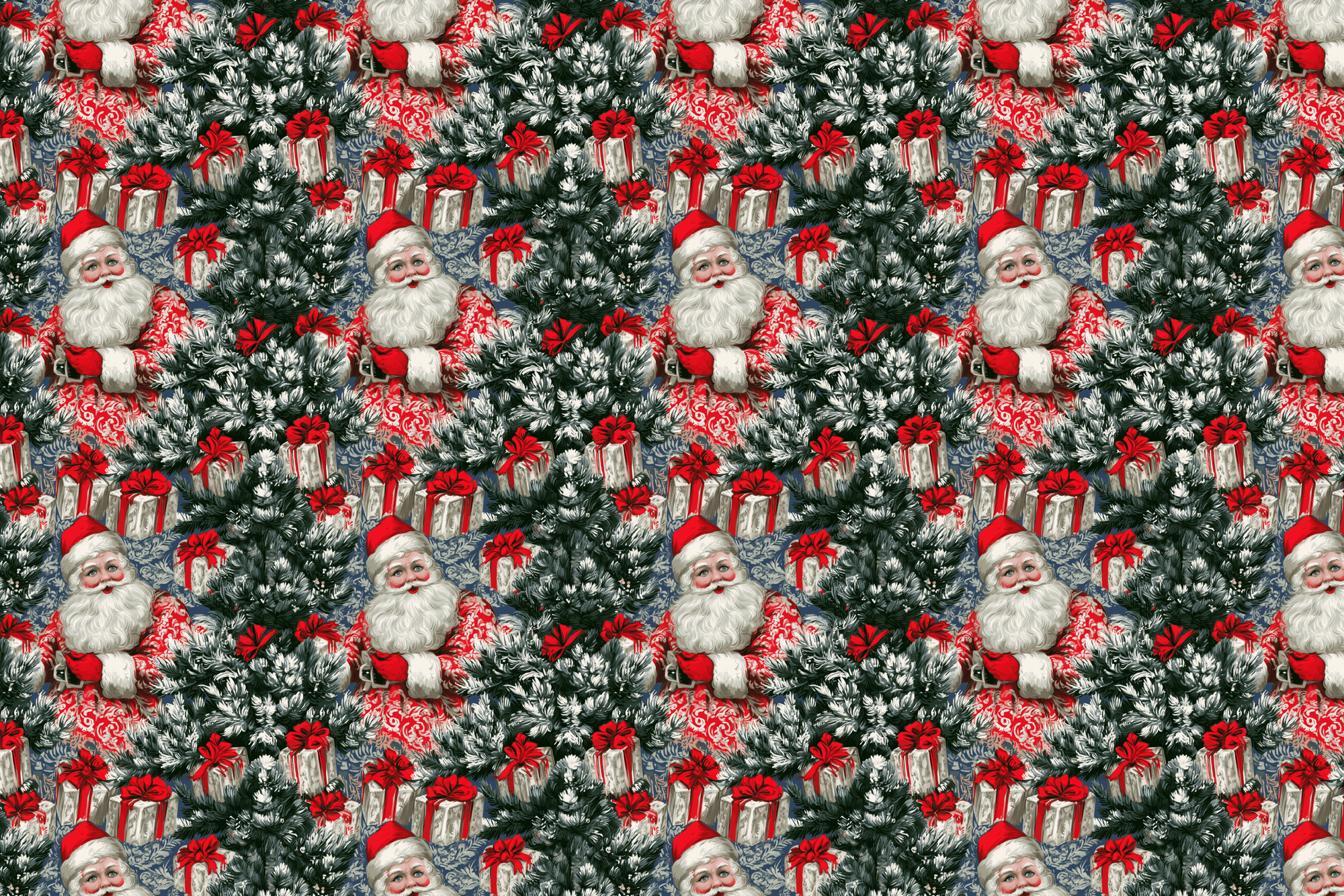 Jolly Delirium: Vintage Santa Christmas Wrapping Paper