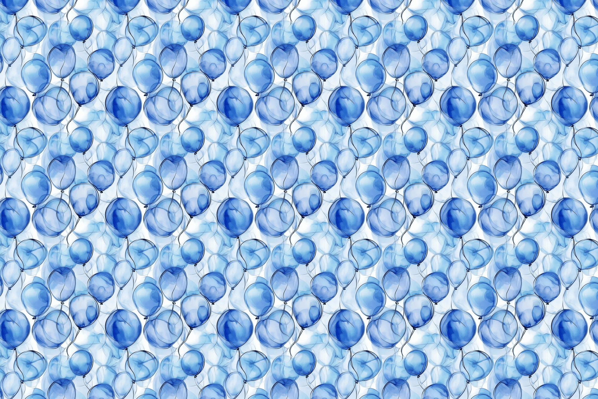 Breezy Blue Balloons: Watercolor Wrapping Paper