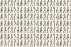 Monochrome vintage illustration pattern with repeating frog motifs in different poses.