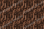 Seamless copper circuit board pattern with a futuristic cyberpunk geometric design.