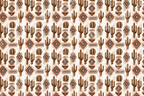 Southwestern saguaro cactus and geometric tribal pattern in rustic terracotta brown and cream.