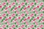 Abstract geometric pattern with textured, overlapping triangles in forest green and deep rose.