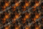 Seamless abstract pattern with dynamic textures in fiery orange, brown, and dark gray tones.