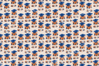 Playful graduation pattern with watercolor orange tigers wearing blue mortarboard caps on a beige background.