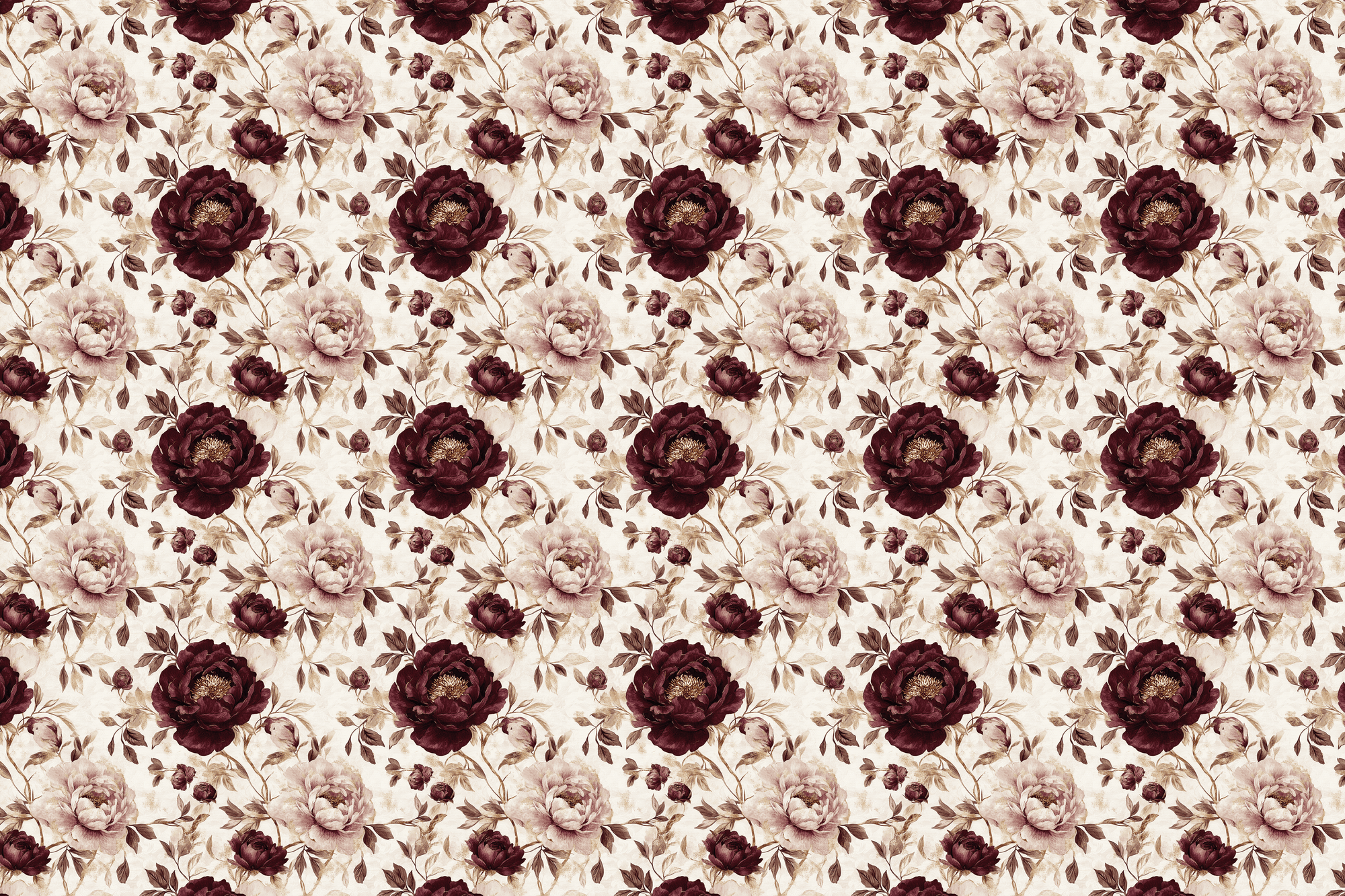Gilded Peony Petals: Vintage Floral Wrapping Paper