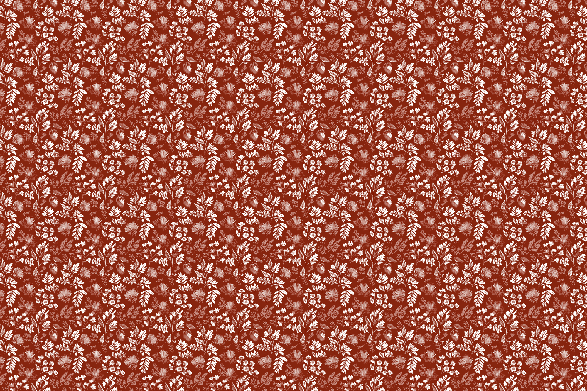 Rust red floral patterned gift wrap. Wrapped Studios wrapping paper