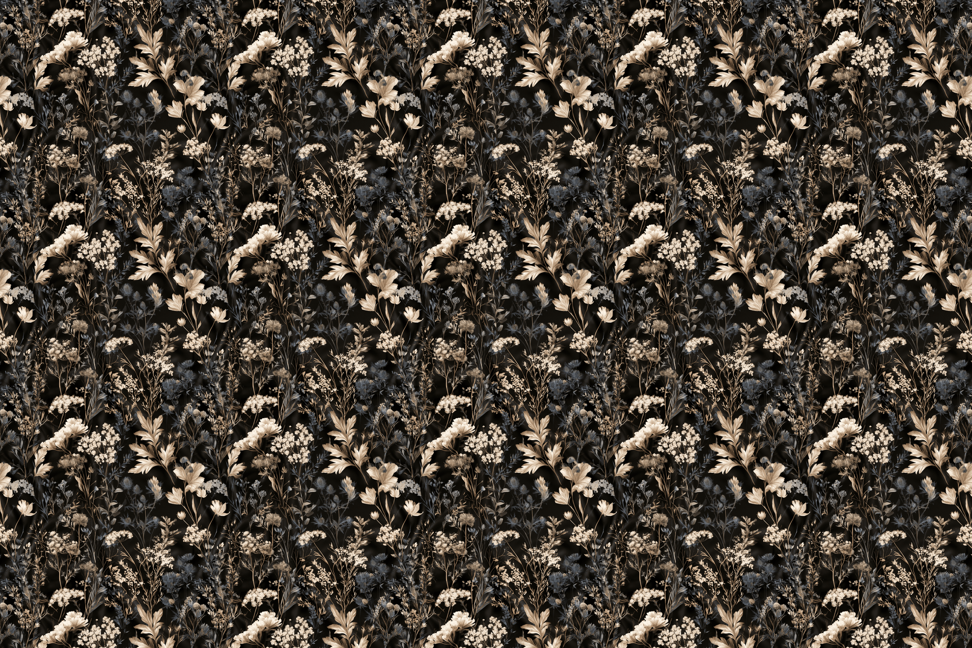Midnight Meander: Botanical Black Wrapping Paper