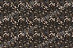 Moody vintage botanical floral pattern with cream wildflowers and thistles on a black background.