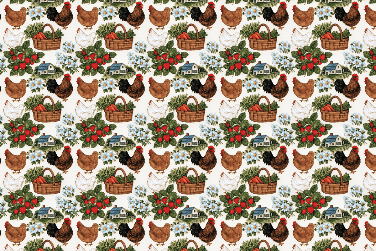 Coop de Grace: Watercolor Chicken Farmhouse Wrapping Paper