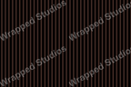 Classic pinstripe pattern with narrow brown vertical lines on a black background.
