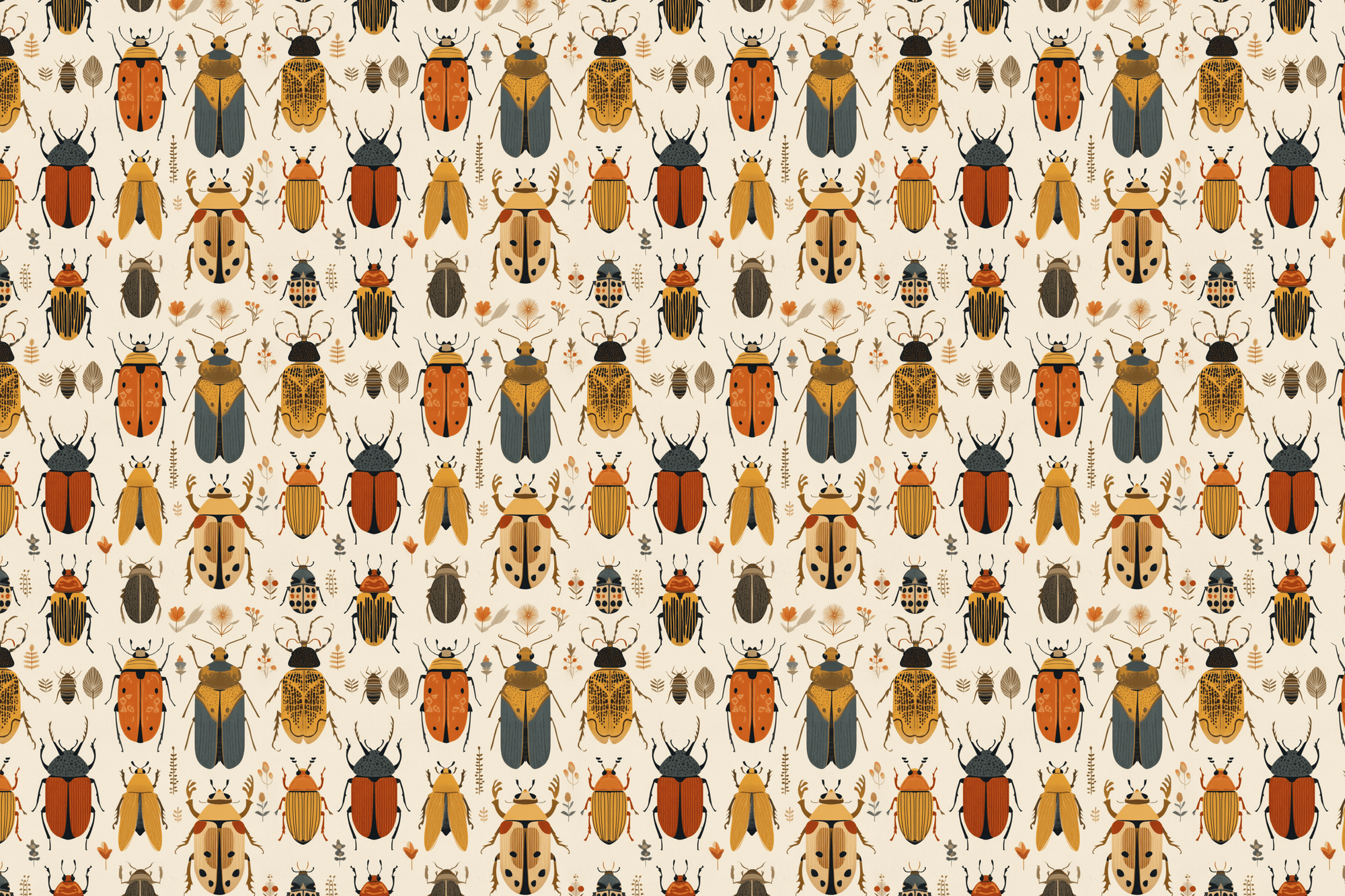 Bold Beetle Bugs: Autumn Wrapping Paper