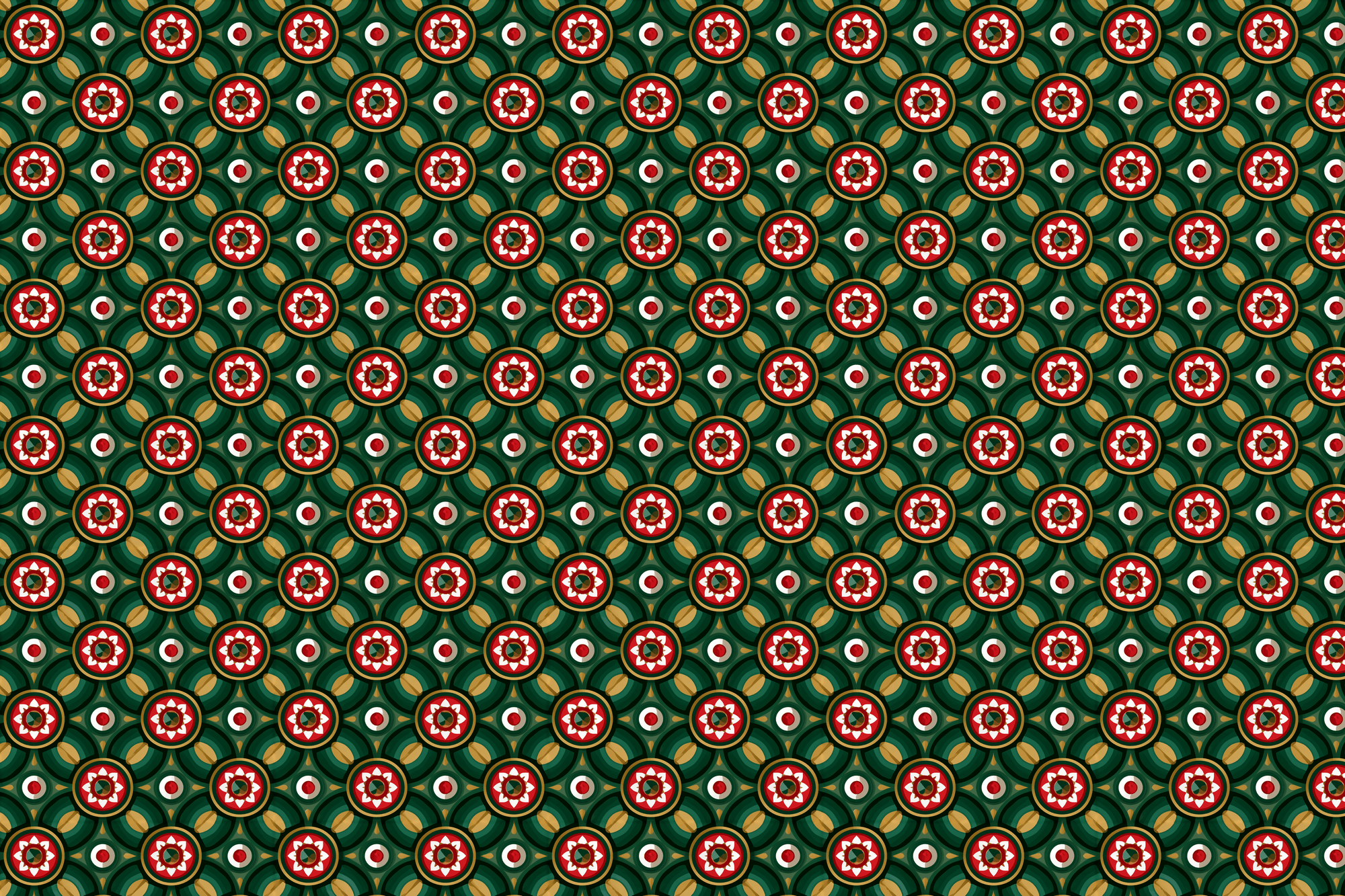 Gilded Geometry: Vintage Floral Geometric Wrapping Paper