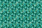 Teal and green floral pattern with overlapping shamrock motifs.