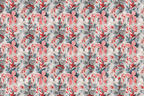 Vintage Christmas botanical pattern featuring candy canes, pinecones, and red berries on a beige background.